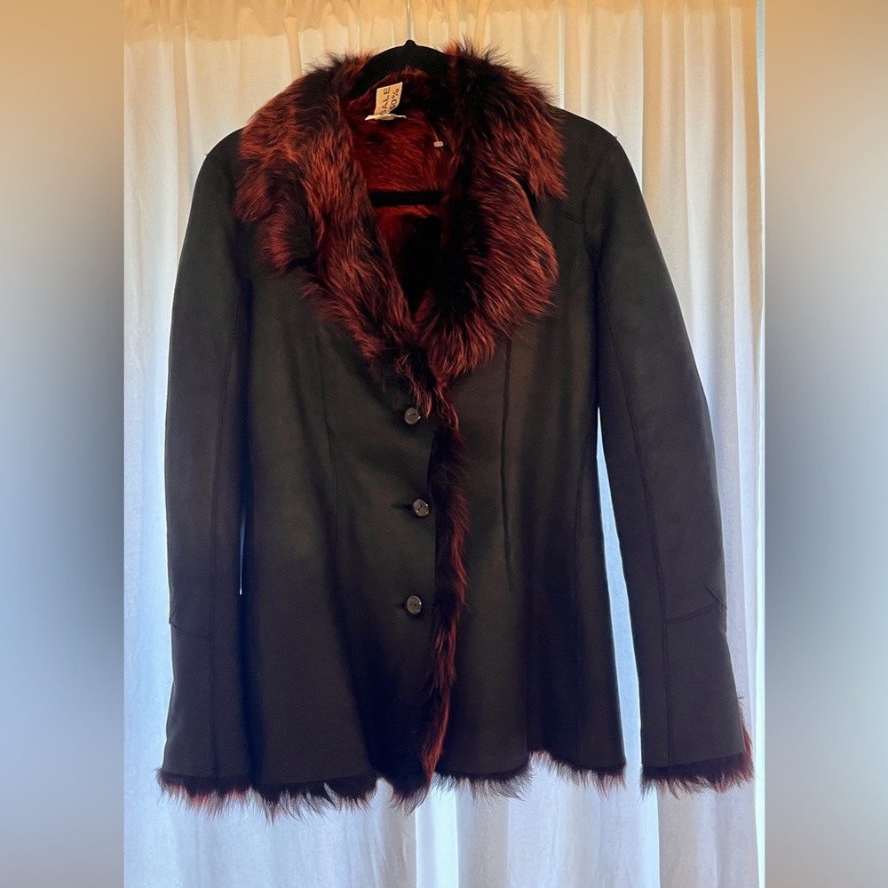 Les Habitudes Leather Jacket Multicolor Fur interior